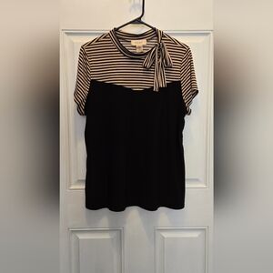 Elegant Black and Tan Striped Women's Blouse
